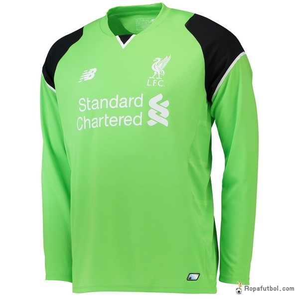 Camiseta Liverpool Replica Primera Ropa ML Portero 2016/17 Verde Fluorescente